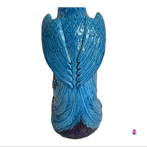 Vintage Ho-o Bird Mythical Creature (Phoenix) Turquoise Ceramic Glazed Figure - Picture 6 of 12